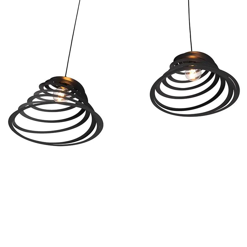 Lampe à suspension design 2 lumières avec abat-jour en spirale 50 cm - Scroll
