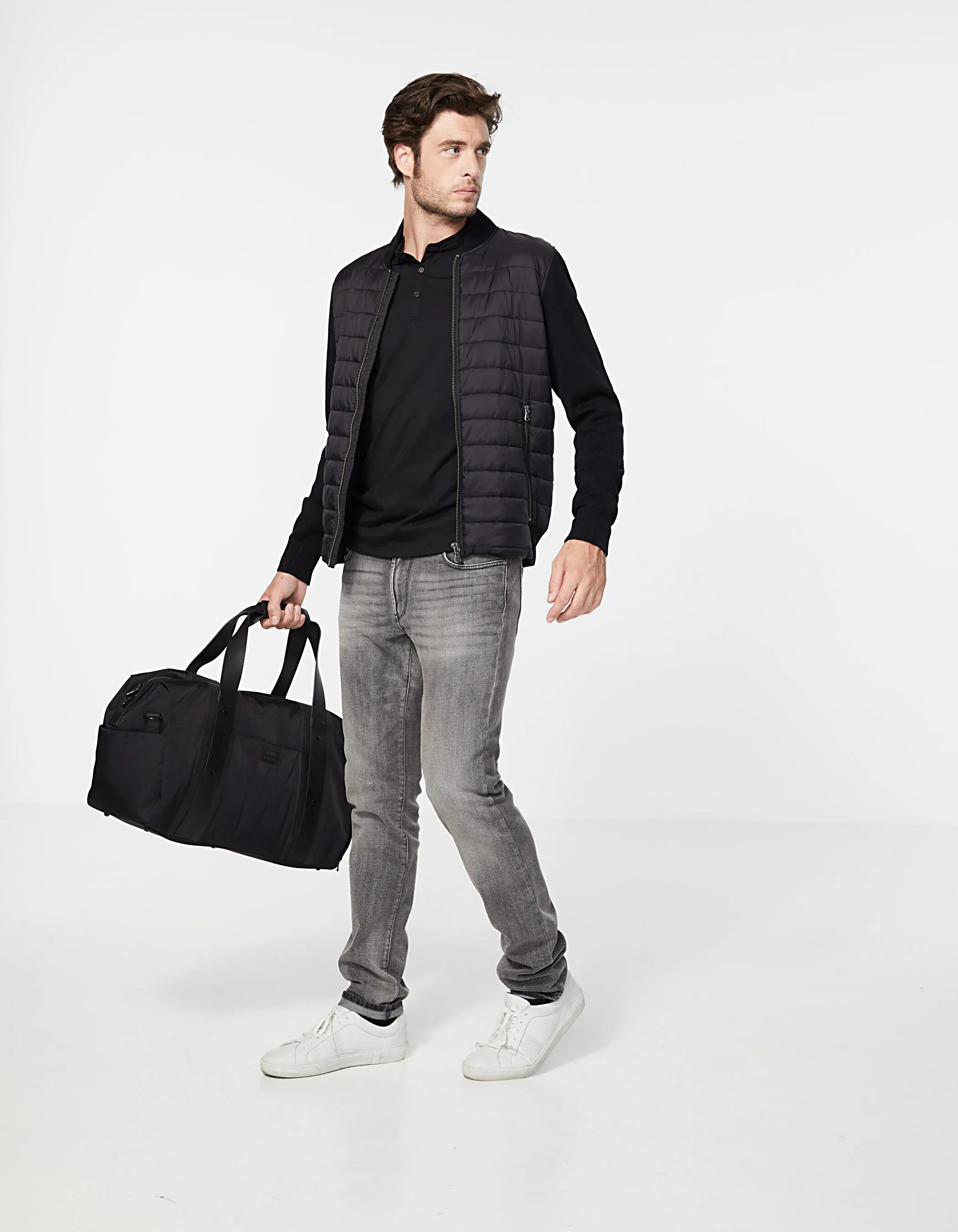 Sous-doudoune noire manches et dos tricot Homme