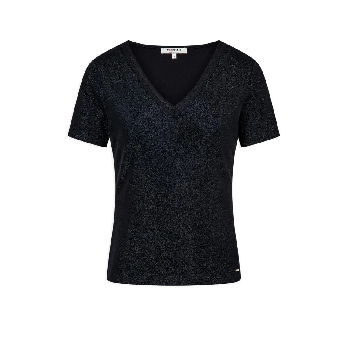 T-shirt manches courtes avec col en V marine | 3 Suisses