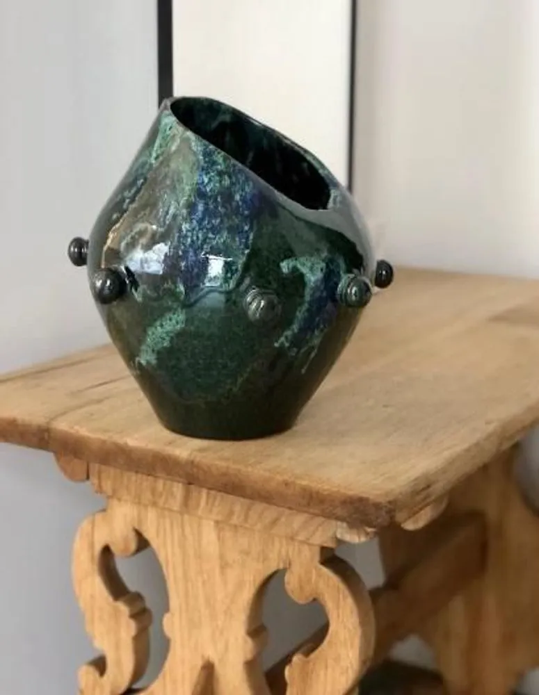 Vase wabi vert bleu