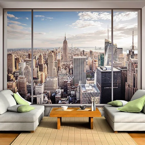Vue de New York depuis une pièce - PAPIER PEINT VINYLE